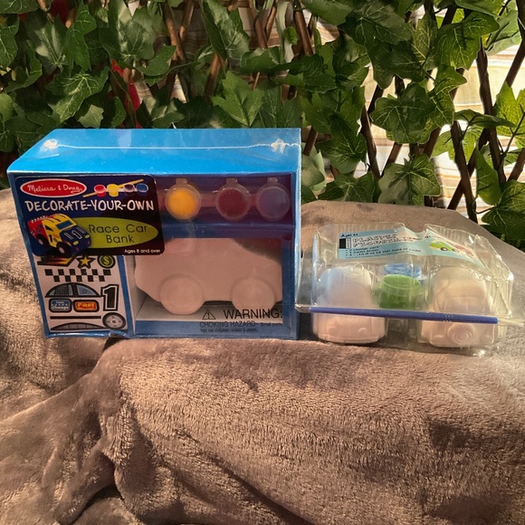 New Melissa & Doug Decorate-Your-Own Race Car Bank and Plaster Car Set - Picture 6 of 13